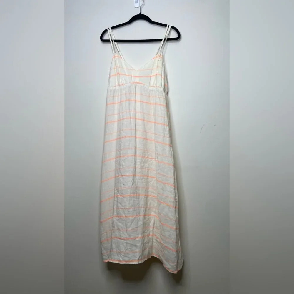 J.CREW Linen Cotton Blend Peach Cream Stripes Midi Dress No Size Tag - Picture 15 of 15